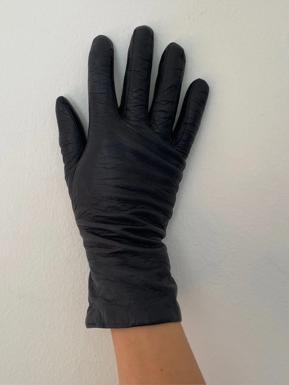 Aris Vintage leather gloves black cashmere lined genuine retro warm winter work